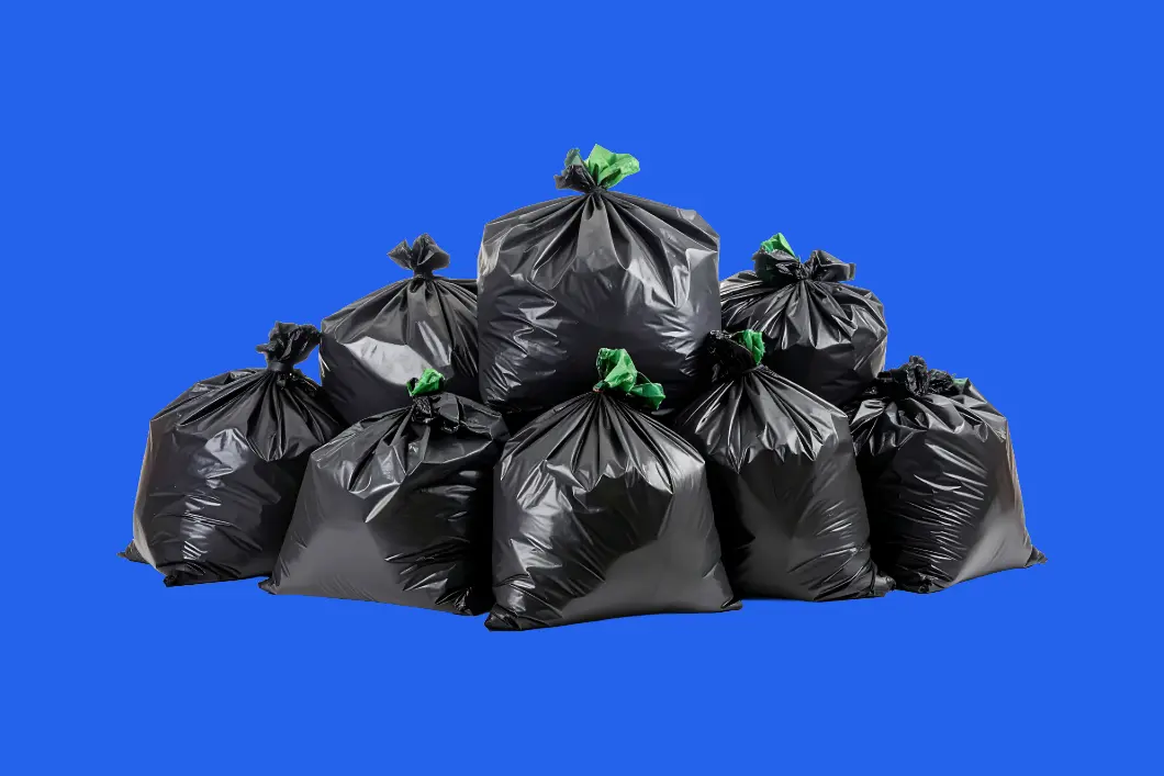 Black rubbish bags ready for collection